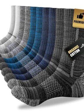 Mens Cotton Crew Socks Cushioned Arch Support Moisture Wicking Athletic